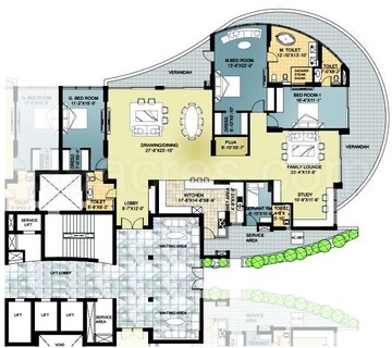 Floor Plan in 4 BHK Apartment at Omaxe Forest Spa, Sector 93b – for Rent