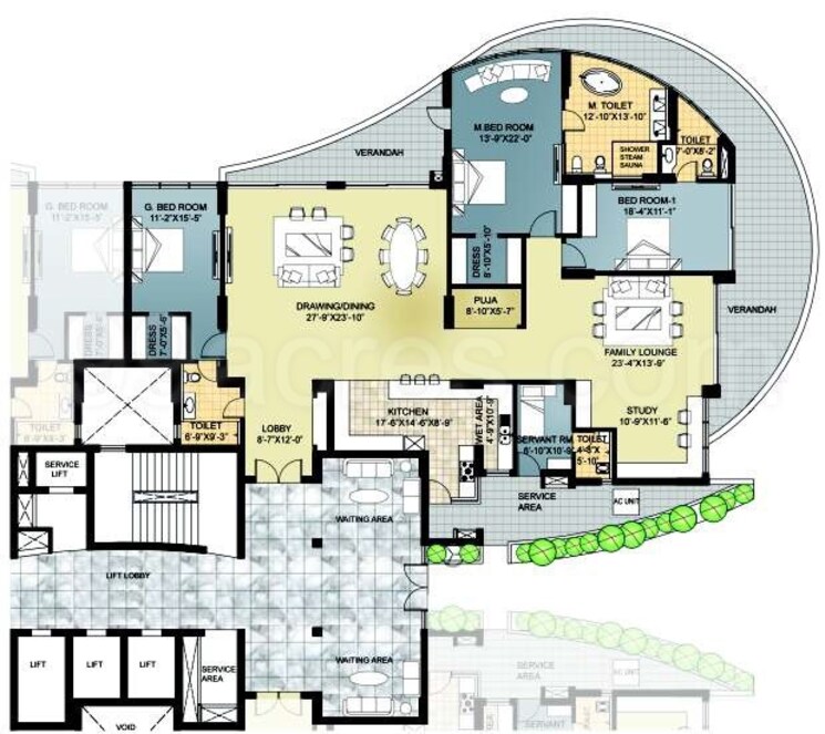 Floor Plan, omaxe-forest-spa 4 Bedroom 4150 Sq.Ft. Apartment In Sector 93b Noida 9282253