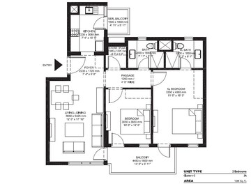 Floor Plan in 2 BHK Apartment at Ireo The Corridors, Sector 67a – for Sale