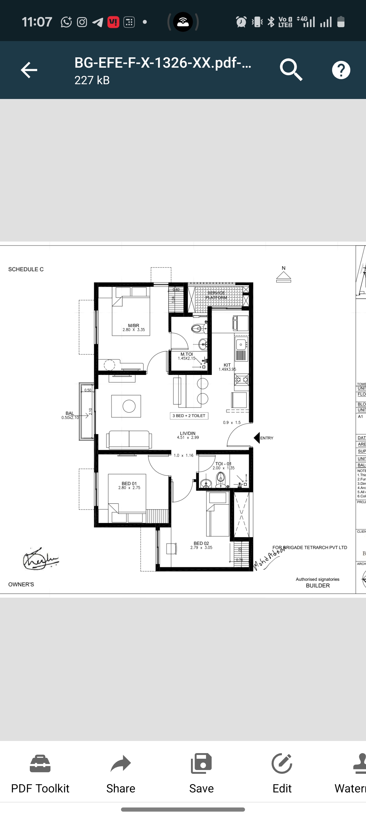2.5 BHK 1042 Sq.Ft. Apartment in Brigade El Dorado Feldspar