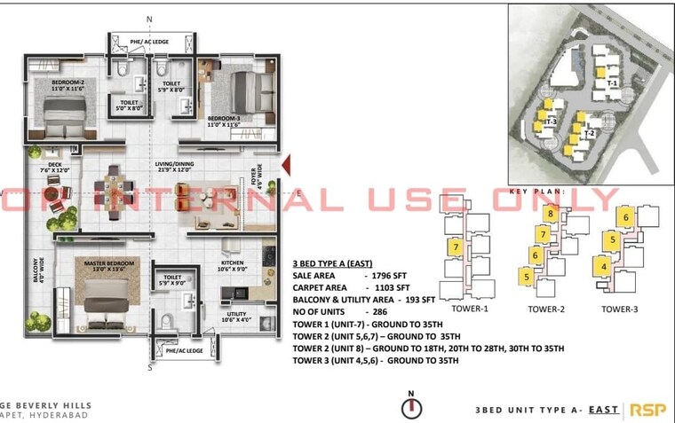 Floor Plan, prestige-beverly-hills 3 Bedroom 1796 Sq.Ft. Apartment In Kokapet Hyderabad 9283530