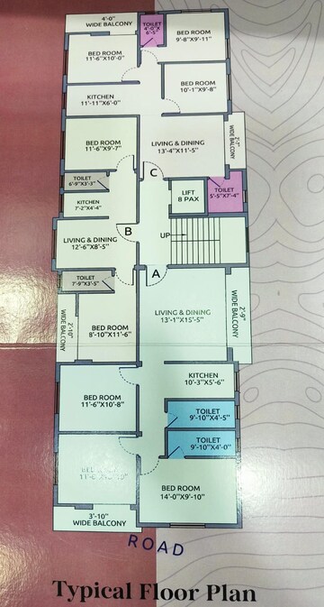 Floor Plan in 3 BHK Apartment at Lake Town – for Sale