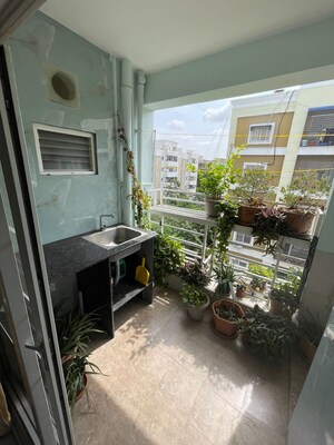 Balcony in 3 BHK Apartment at Sri Ram Swathi Apartments, Puppalaguda – for Rent