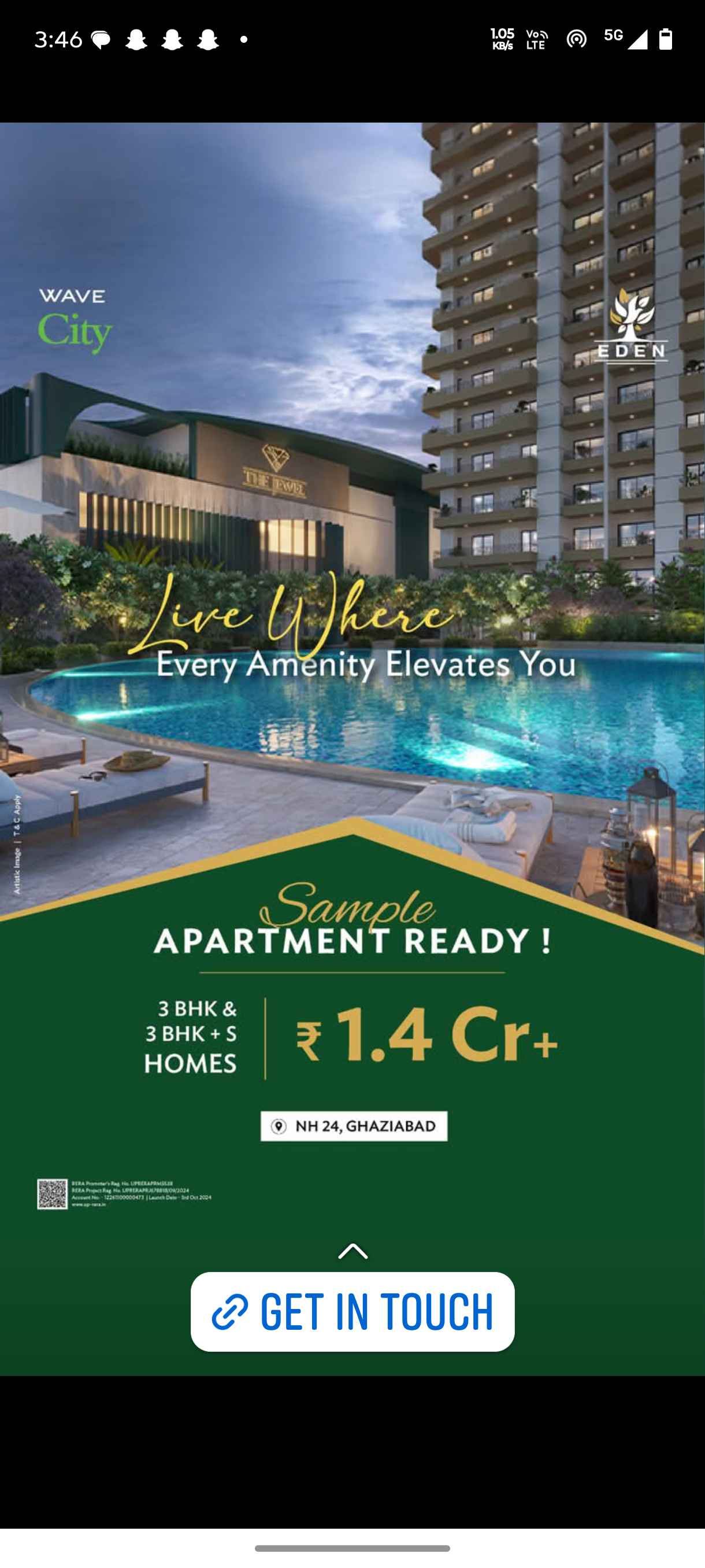 3 BHK + Pooja Room,Servant Room,Study Room Apartment For Sale in Wave City