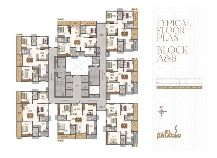 Floor Plan, lansum-el-palacio 3 Bedroom 2210 Sq.Ft. Apartment In Puppalaguda Hyderabad 9286763