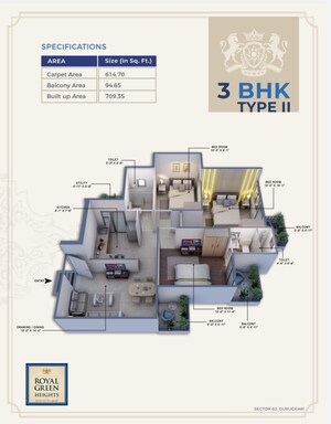 Floor Plan in 3 BHK Apartment at Signature Global Imperial, Sector 88a – for Sale