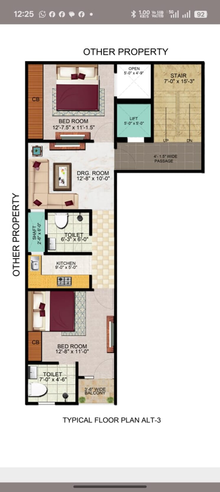 Floor Plan, chaprana colony 2 Bedroom 1010 Sq.Ft. Builder Floor In Chaprana Colony Greater Noida 9288009