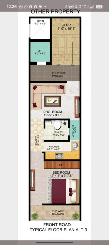 Floor Plan in 2 BHK Builder Floor at Chaprana Colony – for Sale