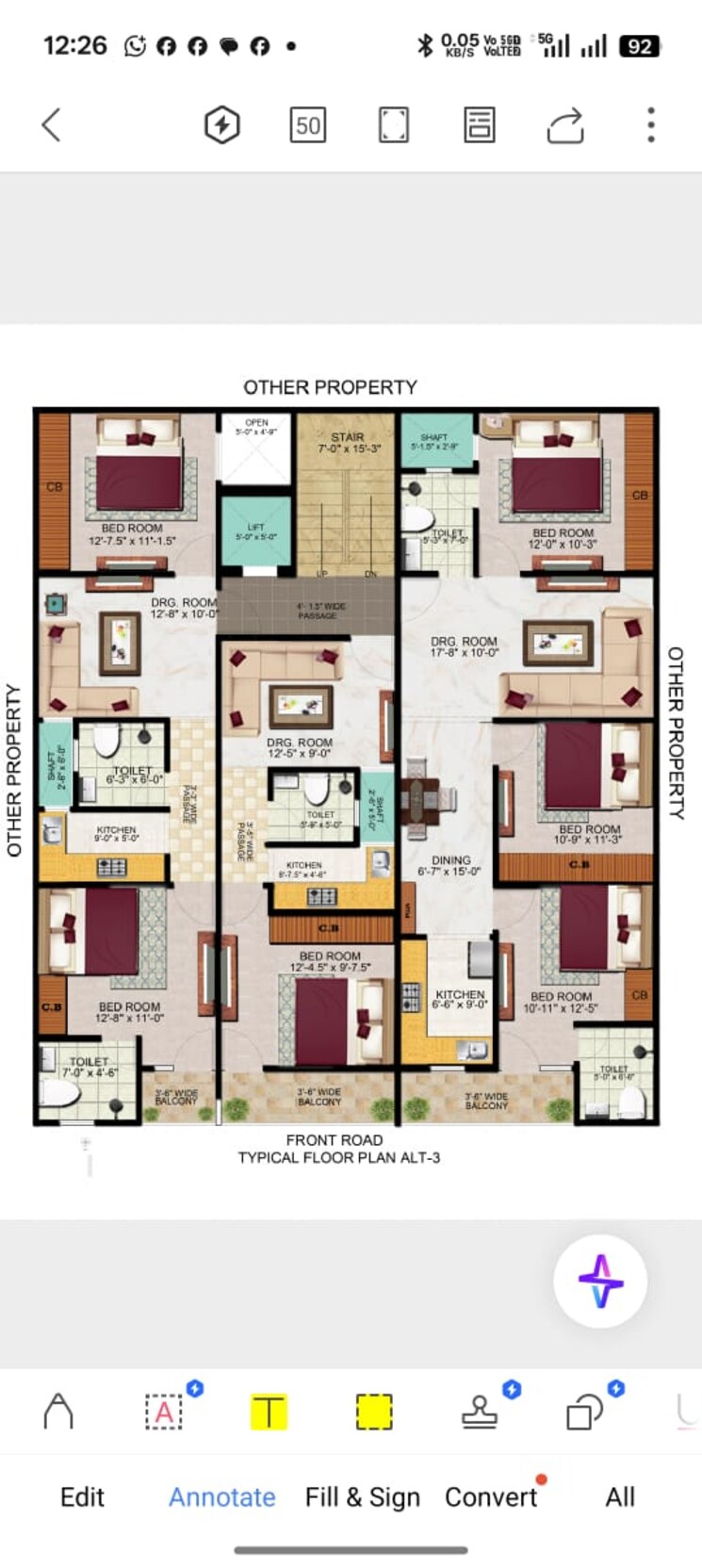 Floor Plan, chaprana colony 2 Bedroom 1010 Sq.Ft. Builder Floor In Chaprana Colony Greater Noida 9288009