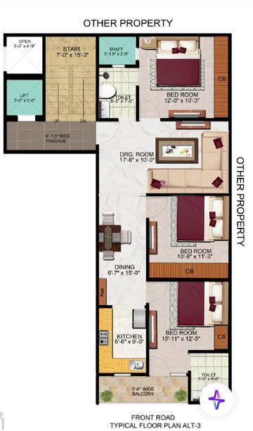 Floor Plan in 2 BHK Builder Floor at Chaprana Colony – for Sale