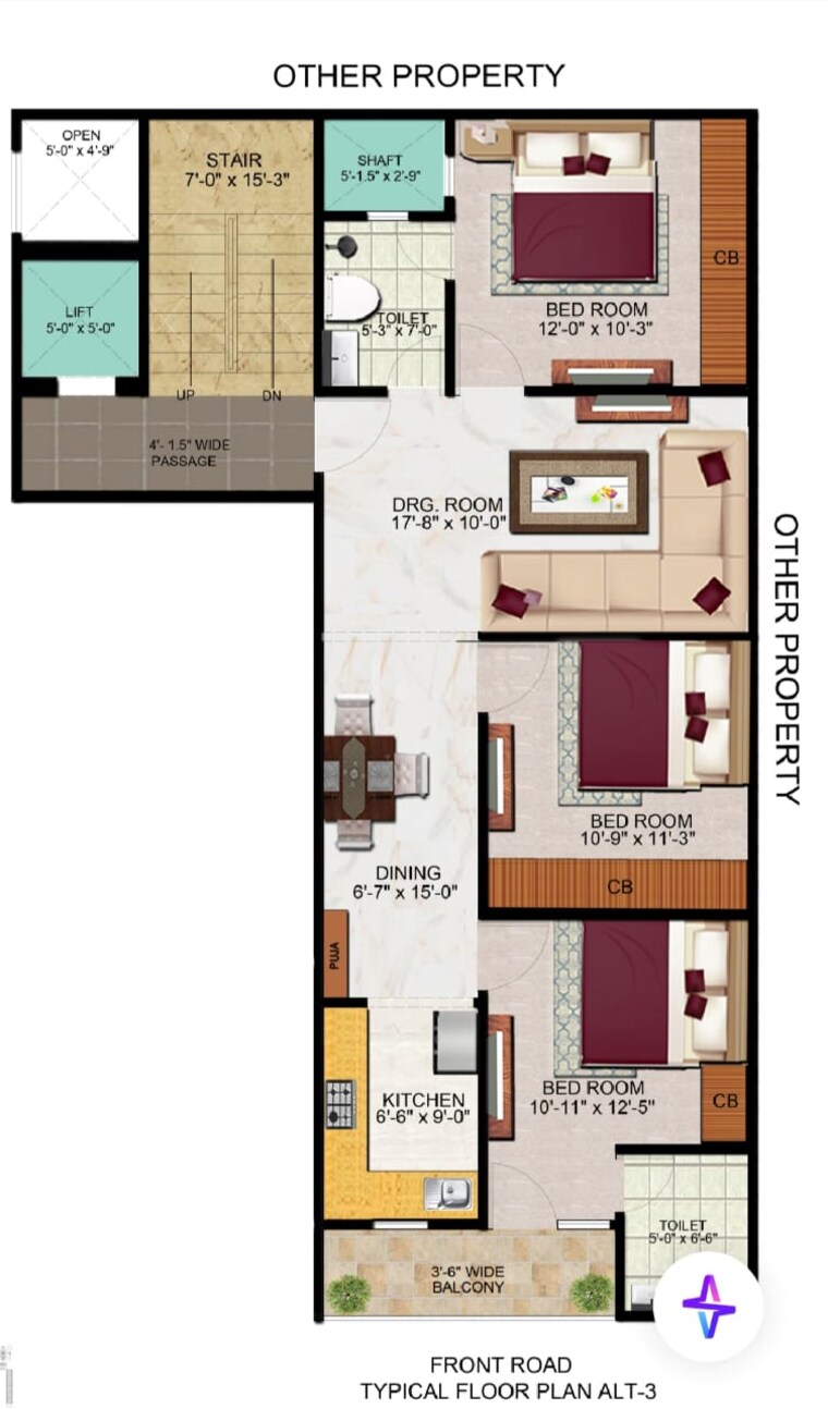 Floor Plan, chaprana colony 2 Bedroom 1010 Sq.Ft. Builder Floor In Chaprana Colony Greater Noida 9288009