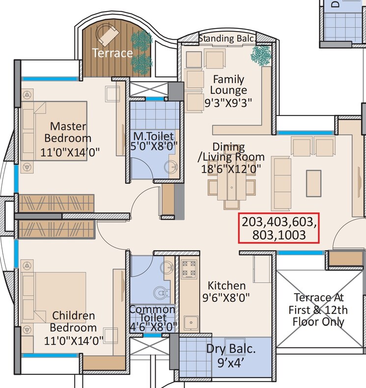 Floor Plan, marimagnum-mi-casa 2 Bedroom 840 Sq.Ft. Apartment In Undri Pune 9288062