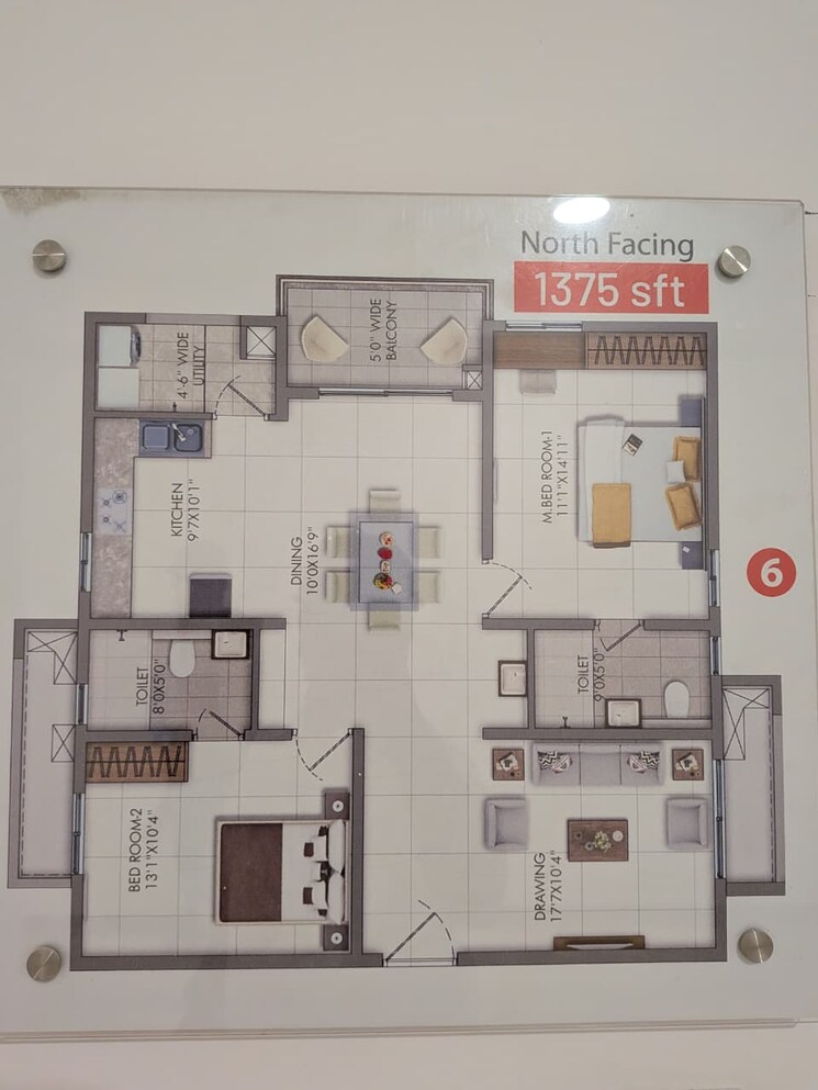 Floor Plan, rajapushpa-imperia 2 Bedroom 1375 Sq.Ft. Apartment In Tellapur Hyderabad 9288045