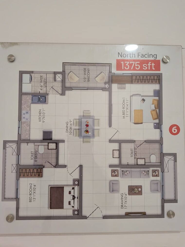 Floor Plan, rajapushpa-imperia 2 Bedroom 1375 Sq.Ft. Apartment In Tellapur Hyderabad 9288045