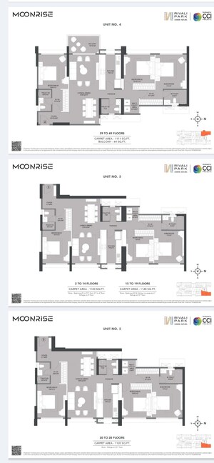 Floor Plan in 2 BHK Apartment at CCI Rivali Park, Borivali East – for Sale