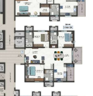 Floor Plan in 3 BHK Apartment at Hallmark Altus, Kondapur – for Sale