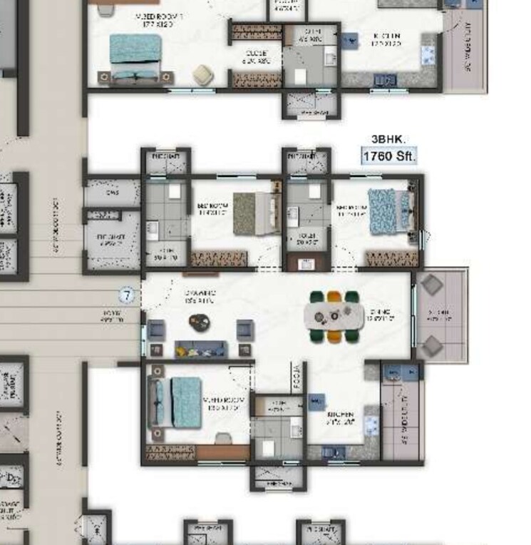Floor Plan, hallmark-altus 3 Bedroom 1750 Sq.Ft. Apartment In Kondapur Hyderabad 9288524