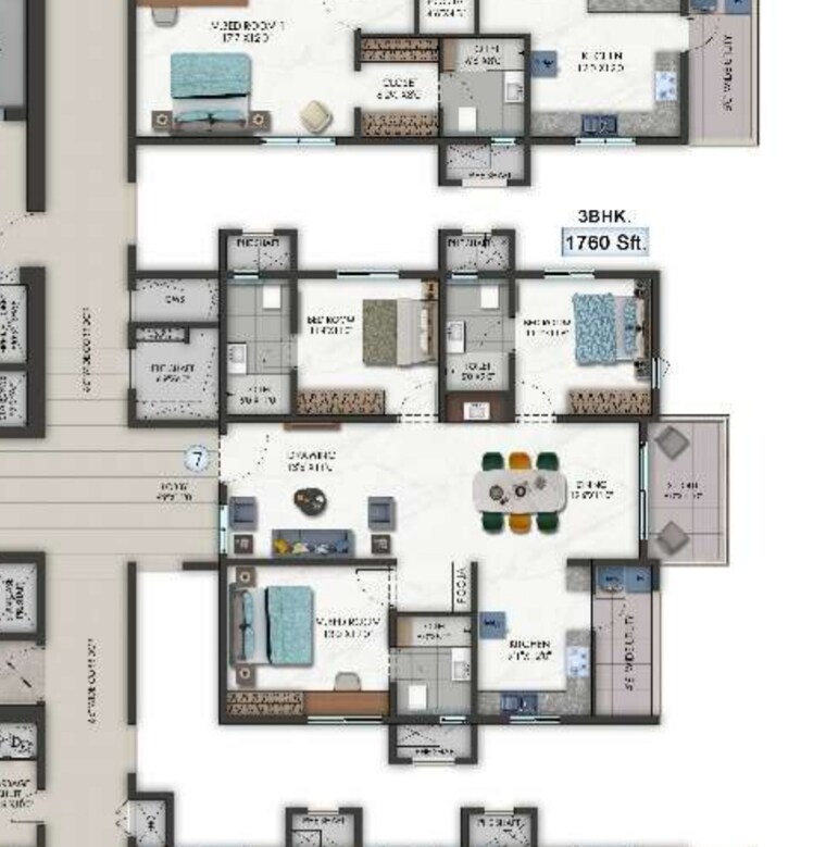 Floor Plan, hallmark-altus 3 Bedroom 1750 Sq.Ft. Apartment In Kondapur Hyderabad 9288524