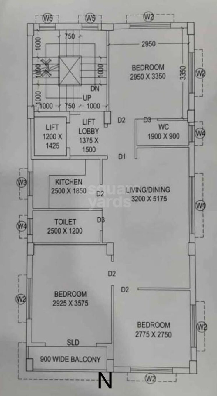 Floor Plan, new town 3 Bedroom 1200 Sq.Ft. Builder Floor In New Town Kolkata 9288907