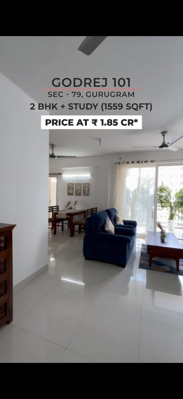 Living Room, godrej-101 2.5 Bedroom 1550 Sq.Ft. Apartment In Sector 79 Gurgaon 9289324
