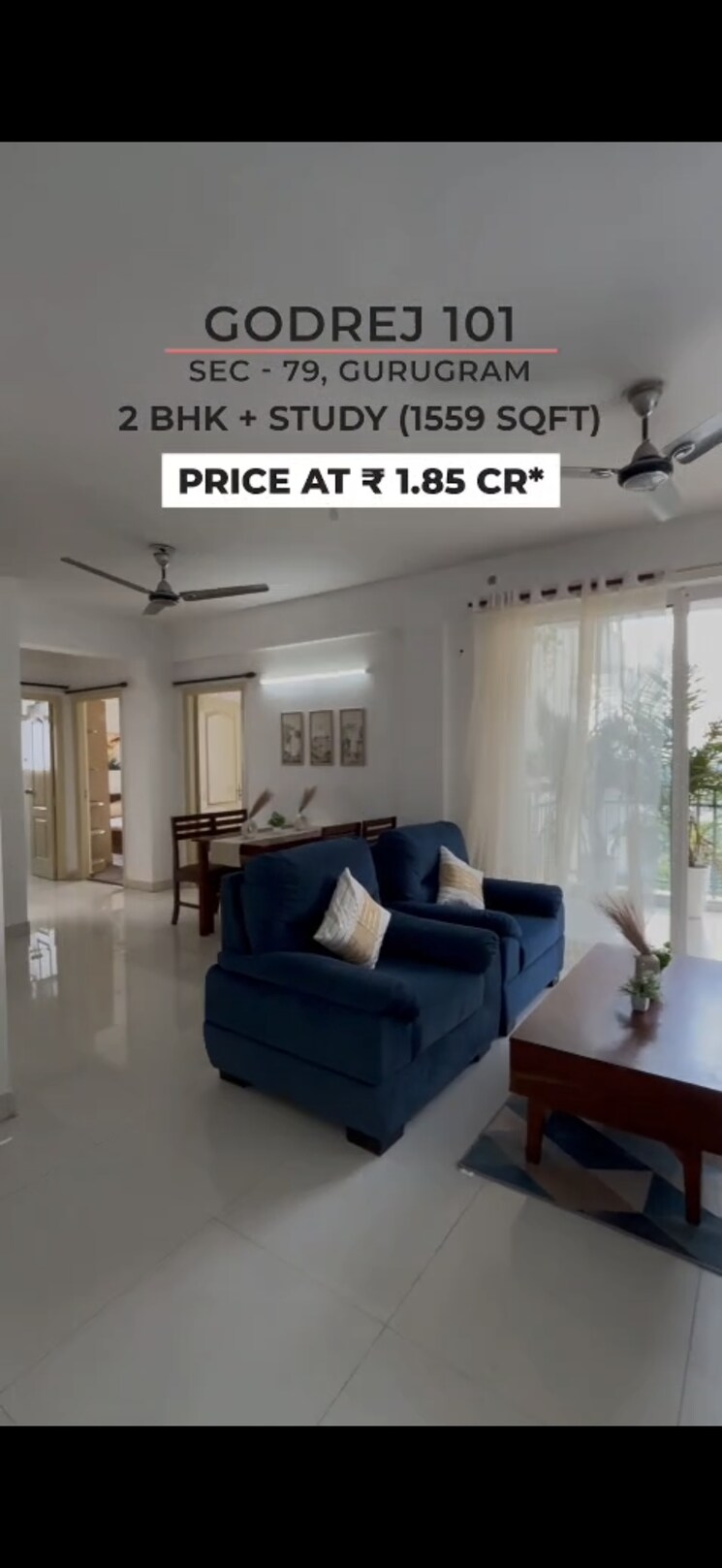 Living Room, godrej-101 2.5 Bedroom 1550 Sq.Ft. Apartment In Sector 79 Gurgaon 9289324