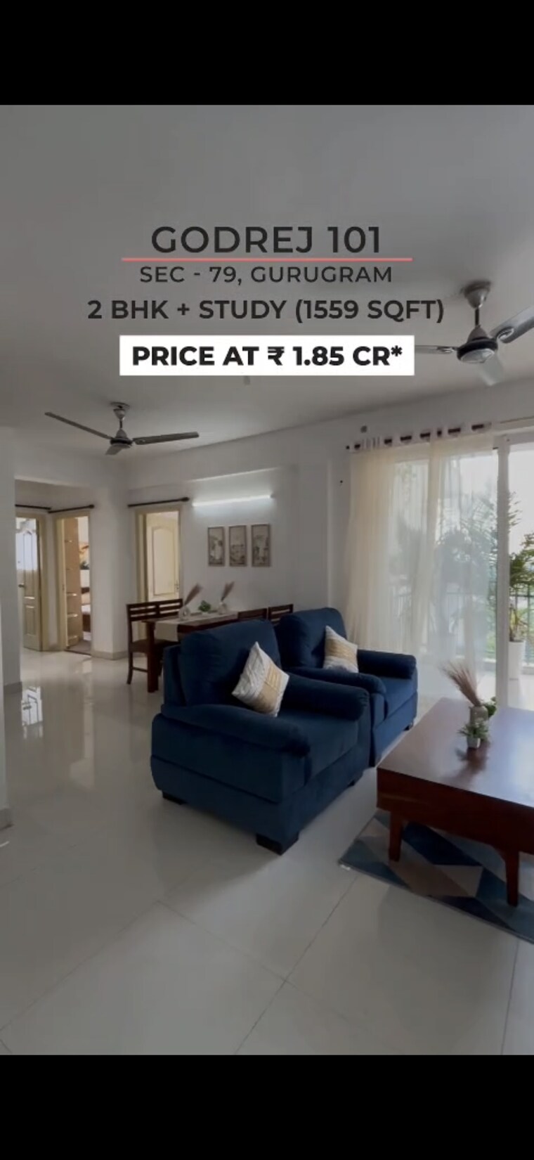 Living Room, godrej-101 2.5 Bedroom 1550 Sq.Ft. Apartment In Sector 79 Gurgaon 9289324