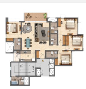 Floor Plan in 3.5 BHK Apartment at Manpada – for Sale