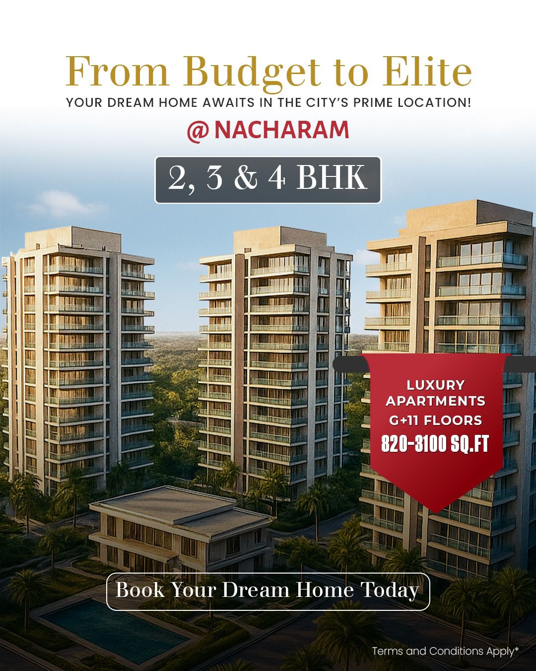 2 BHK + Study Room Apartment For Sale in Nacharam