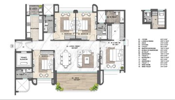 Floor Plan in 3 BHK Apartment at Lodha Hanging Garden Palava, Dombivli East – for Sale