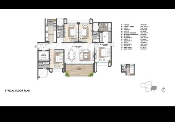 Floor Plan in 3 BHK Apartment at Lodha Hanging Garden Palava, Dombivli East – for Sale
