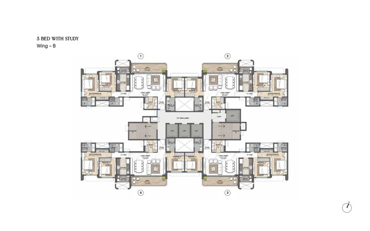 Floor Plan, lodha-palava-city 3.5 Bedroom 1354 Sq.Ft. Apartment In Dombivli East Thane 9292146