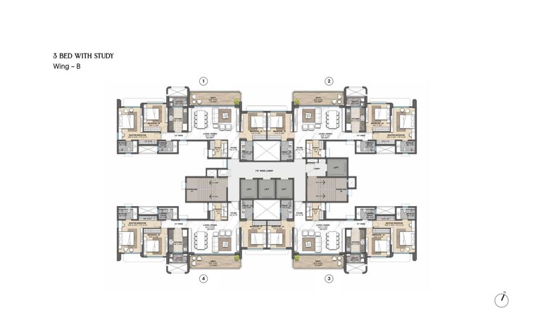 Floor Plan, lodha-palava-city 3.5 Bedroom 1354 Sq.Ft. Apartment In Dombivli East Thane 9292146