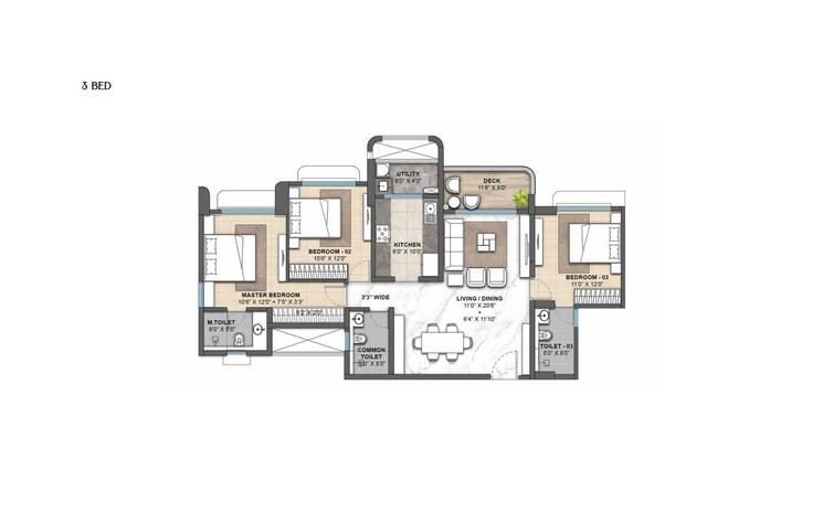 Floor Plan, lodha-palava-city 3.5 Bedroom 1354 Sq.Ft. Apartment In Dombivli East Thane 9292146