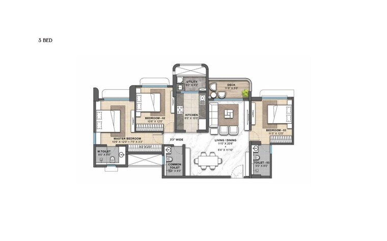 Floor Plan, lodha-palava-city 3.5 Bedroom 1354 Sq.Ft. Apartment In Dombivli East Thane 9292146