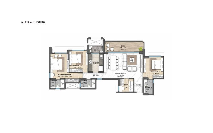 Floor Plan, lodha-palava-city 3.5 Bedroom 1354 Sq.Ft. Apartment In Dombivli East Thane 9292146