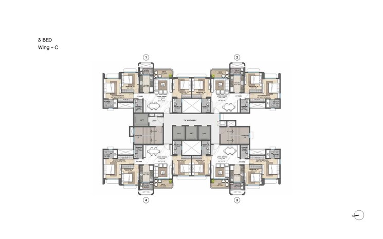 Floor Plan, lodha-palava-city 3.5 Bedroom 1354 Sq.Ft. Apartment In Dombivli East Thane 9292146