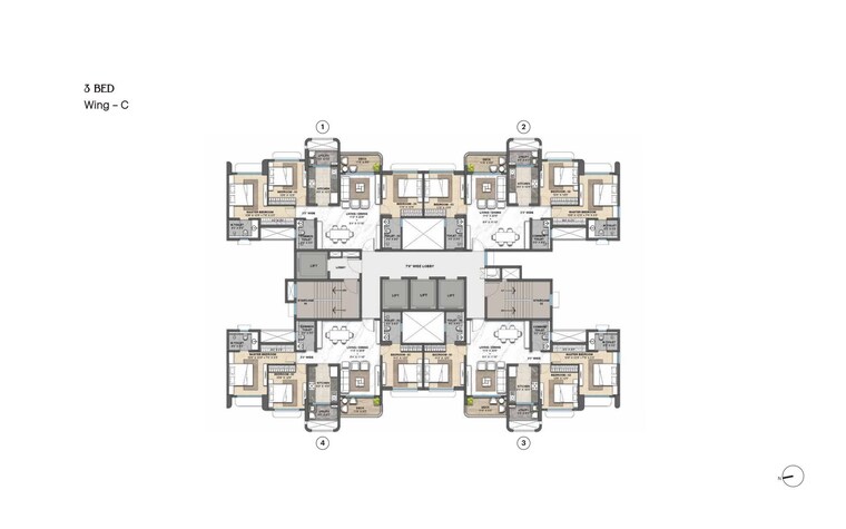 Floor Plan, lodha-palava-city 3.5 Bedroom 1354 Sq.Ft. Apartment In Dombivli East Thane 9292146