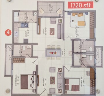 Floor Plan in 3 BHK Apartment at Rajapushpa Imperia, Tellapur – for Sale