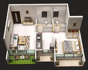 Floor Plan in 1 BHK Apartment at Vrindavan Chandar Heights, Pushpak Nagar – for Sale