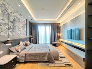 Living Room in 3 BHK Apartment at Bhartiya Leela Residences, Thanisandra Main Road – for Rent