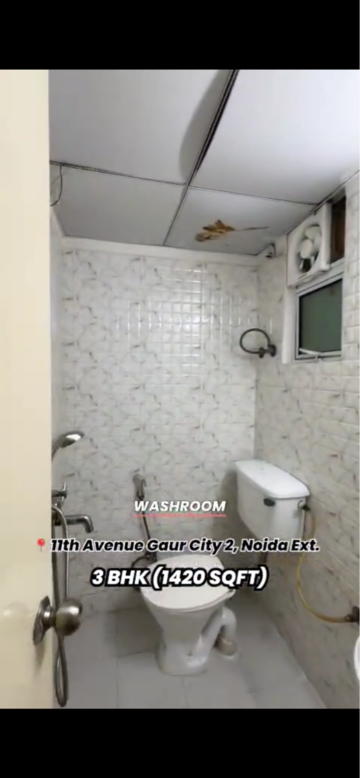 Bathroom in 3 BHK Apartment at Gaur City 2 - 11th Avenue, Sector 16c Greater Noida – for Sale