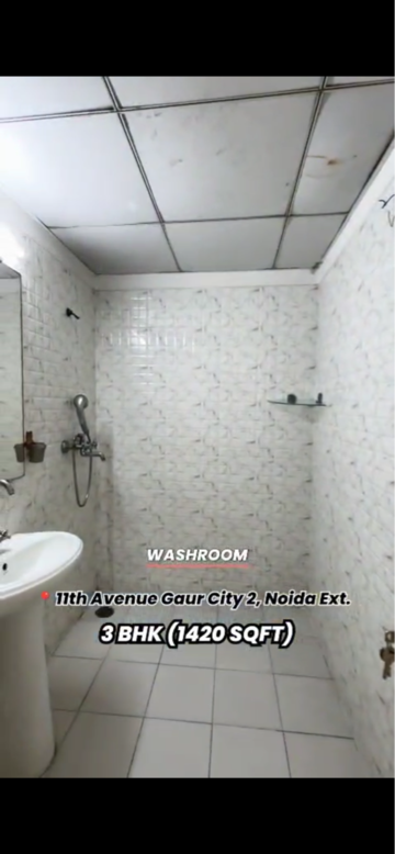 Bathroom in 3 BHK Apartment at Gaur City 2 - 11th Avenue, Sector 16c Greater Noida – for Sale
