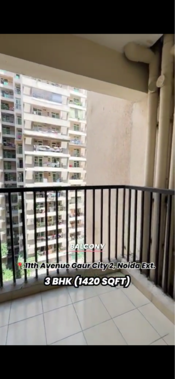 Balcony in 3 BHK Apartment at Gaur City 2 - 11th Avenue, Sector 16c Greater Noida – for Sale