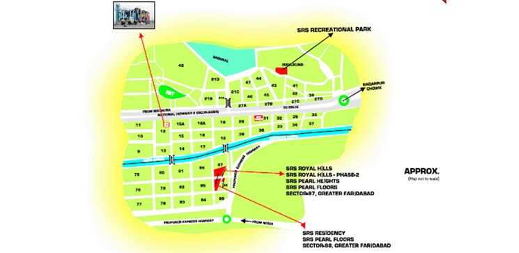 Map Location, srs-royal-hills 2 Bedroom 770 Sq.Ft. Apartment In Sector 87 Faridabad 9292951