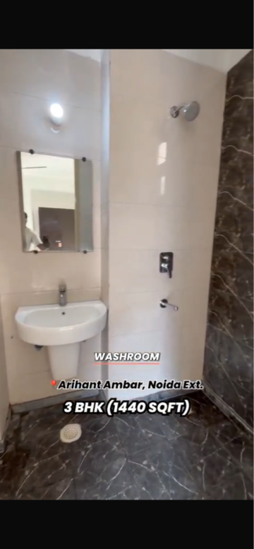 Bathroom in 3 BHK Apartment at Arihant Amber, Aimnabad – for Sale