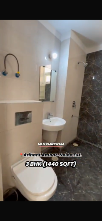 Bathroom in 3 BHK Apartment at Arihant Amber, Aimnabad – for Sale