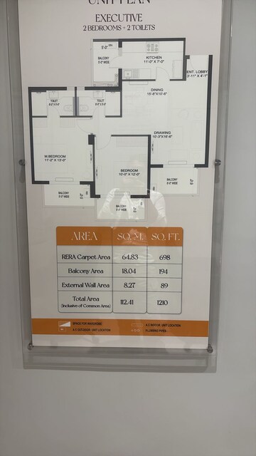 Floor Plan in 2 BHK Apartment at Ashiana Mulberry, Sohna Sector 2 – for Sale