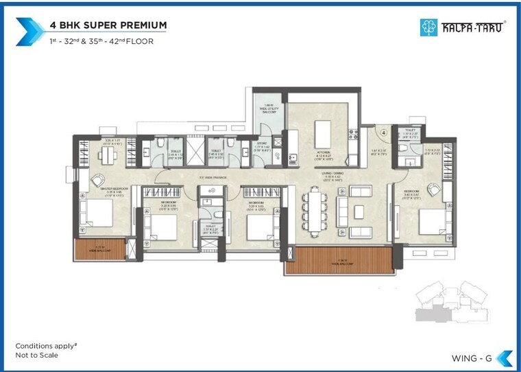 Floor Plan, kalpataru-immensa 4 Bedroom 1753 Sq.Ft. Apartment In Kolshet Road Thane 9296007