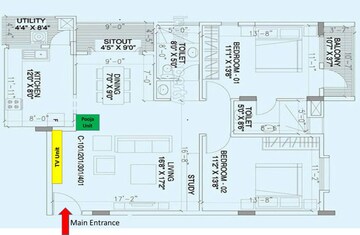 Floor Plan in 2 BHK Apartment at Indra Keerthi Sadan, Kadugodi – for Sale