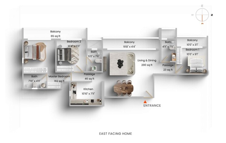 Floor Plan, runwal-bliss 3 Bedroom 1171 Sq.Ft. Apartment In Kanjurmarg East Mumbai 9296880